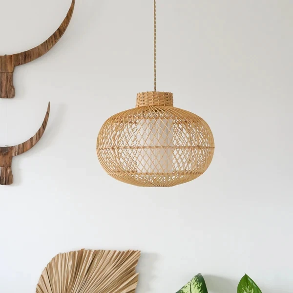 Hanging Lampshades Lamps Vintage Pendant Lights Chandeliers Kitchen Rattan Bamboo Natural Restaurant Coffee Shop Decor Indoor