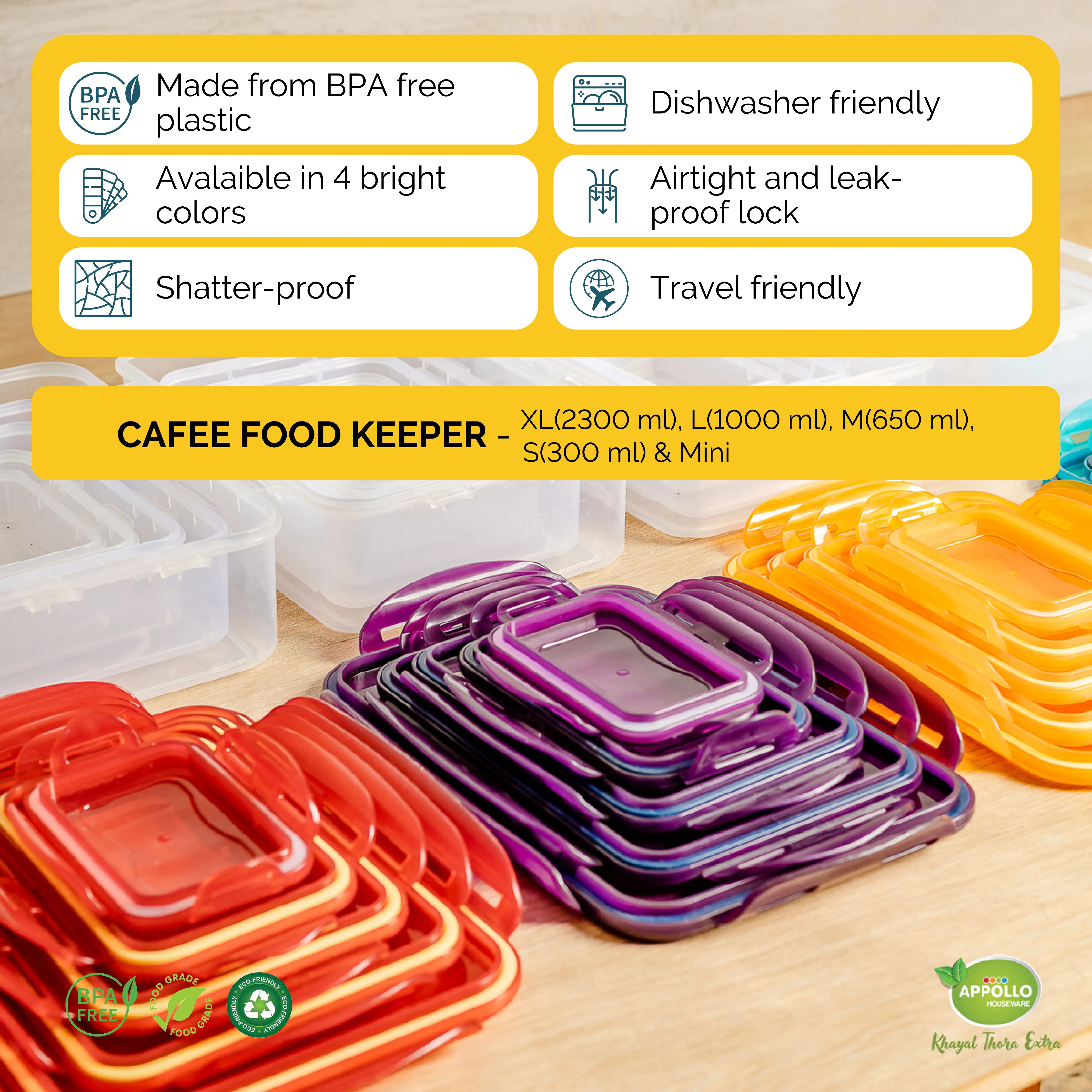 BPA Free Transparent Clear Rectangular Plastic Food Containers Air Tight with Lid  Cafe Food Keeper Mini (150ml)