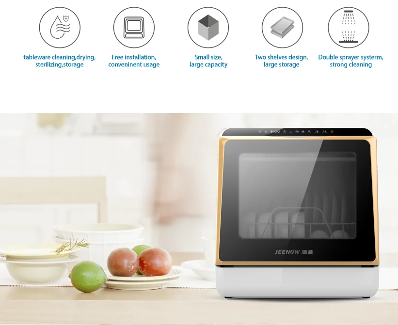 4 Sets Household Mini Dish Washing Machine Automatic Home Built in Smart Dish Washer Dishwasher for Kitchen