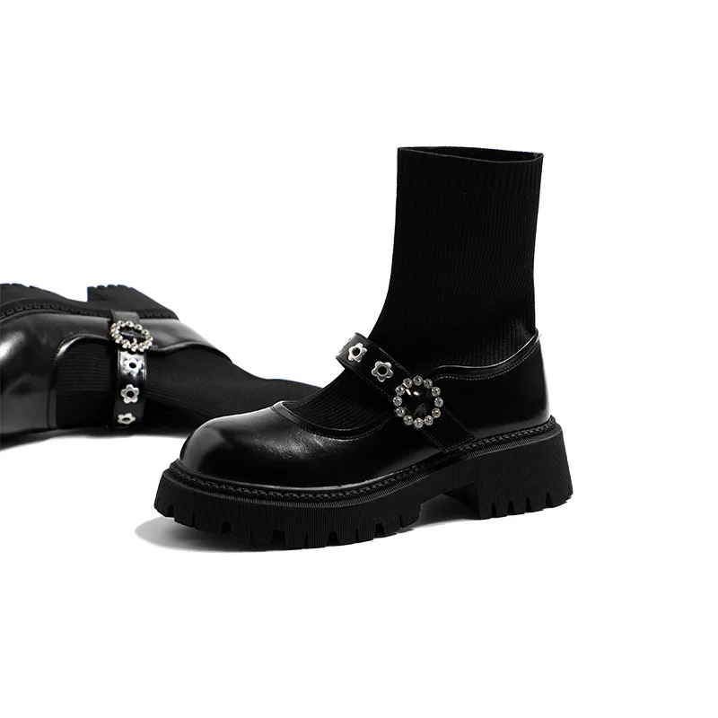 Stocking Boots Female Spring and Autumn Student platform increase Mary Jane style  Martens Boots