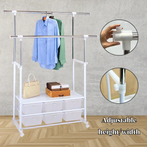 Mobile Organizer Multifunction Drying Laundry Clothes Hanger Rack