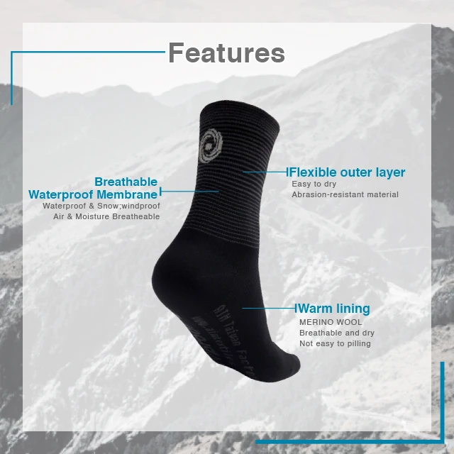 Зимние водонепроницаемые дышащие носки унисекс с пользовательским логотипом для пеших прогулок