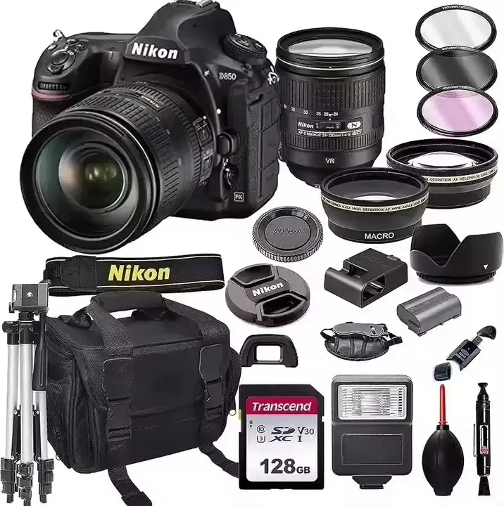HOME Delivery - ORIGINAL D850 FX D7500 DSLR Camera with 24-120mm f/4G AF-S ED VR Lens+ 64GB Pro With Extra Accessories