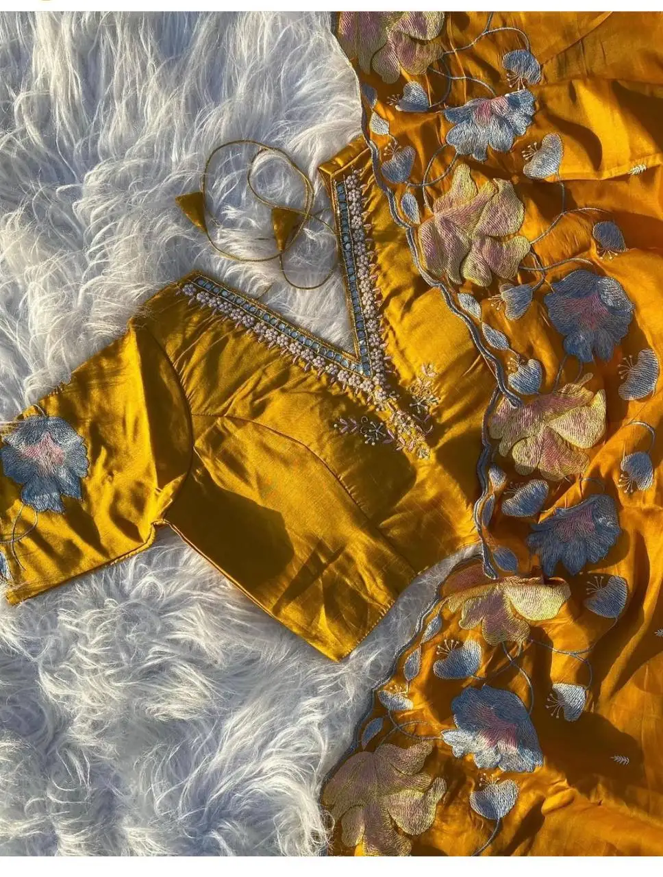 Beautiful designer silk saree with  Embroidery thread work with hand work blouse, Wedding Wear saree, Designer Party Wear saree.