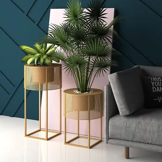 Plant Pot Home Cheap Artificial Indoor White Garden Wholesale Iron Metal Adjustable Stand Ceramic Planters & Flower Plant Pot