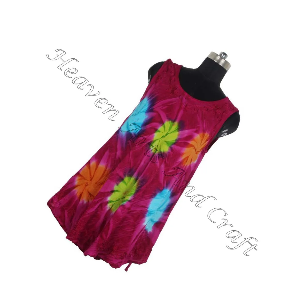 Boho Sleeveless Tie Dye Umbrella Dress Sundress Beach Wear Cover Up Dress