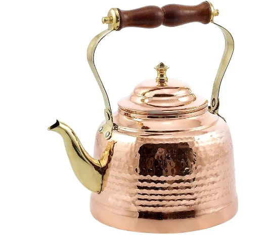 Engraved Design Table Decorative Tea Kettle For Home Kitchen Tea Making Kettle Copper Metal Coffee and Tea Serving Utensils Pot