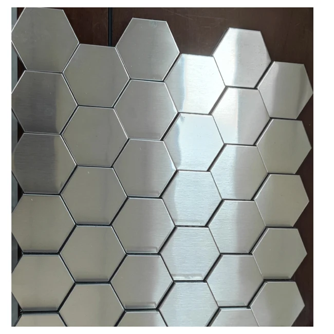 USA America stylish 3d hairline mirror craft hexagon stainless steel metal mosaic for home hotel decorative