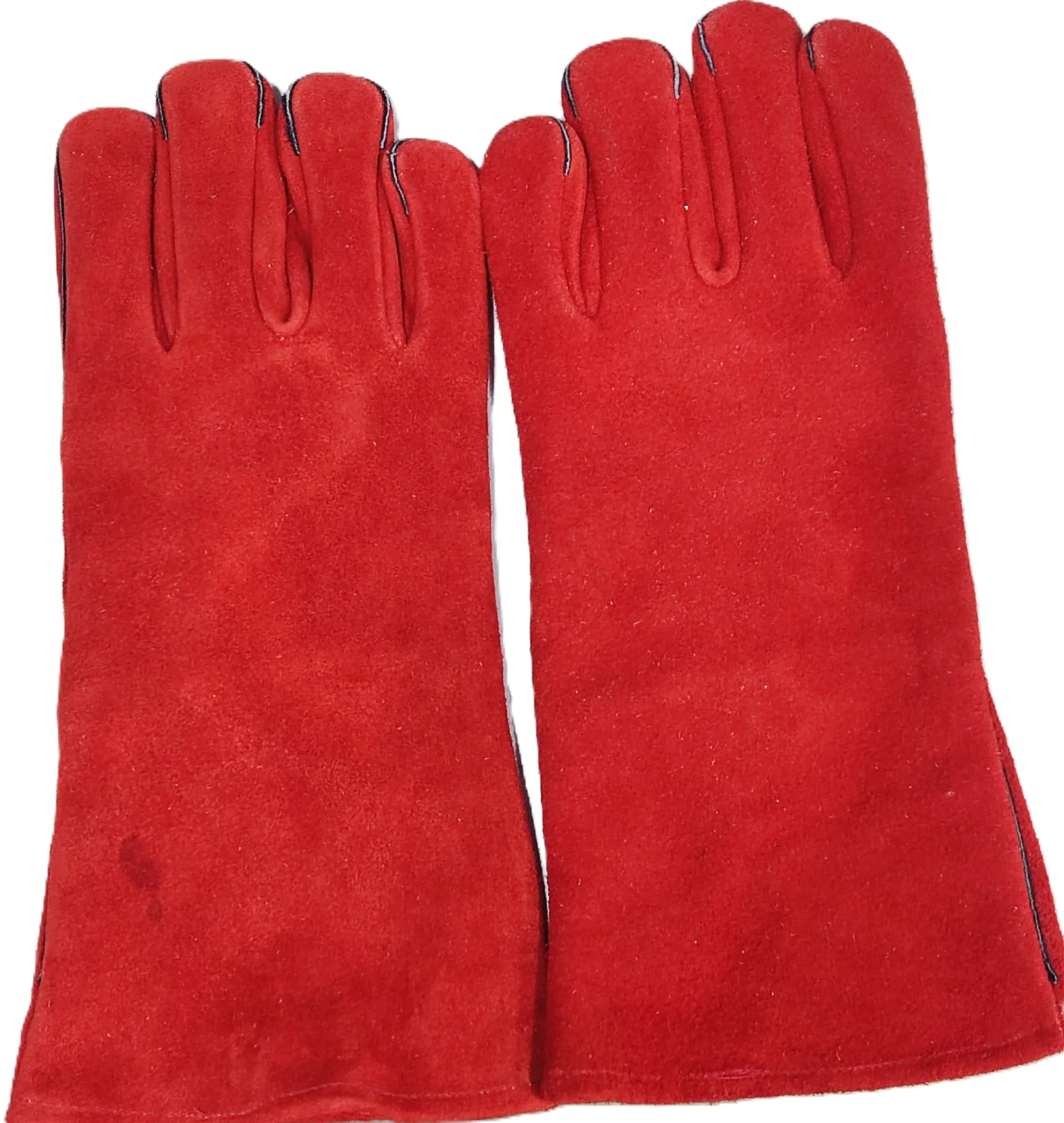 Red welding glove safety Cow Welding Protective Leather Working Gloves    Red Hand Safety Welding Gloves Supplier Price Heat
