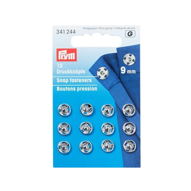Garment Rivets Prym 341244 Sew-on Snap Fasteners Silver 9 mm Sewing DIY Apparel Fabric Art Dress Cloth Button