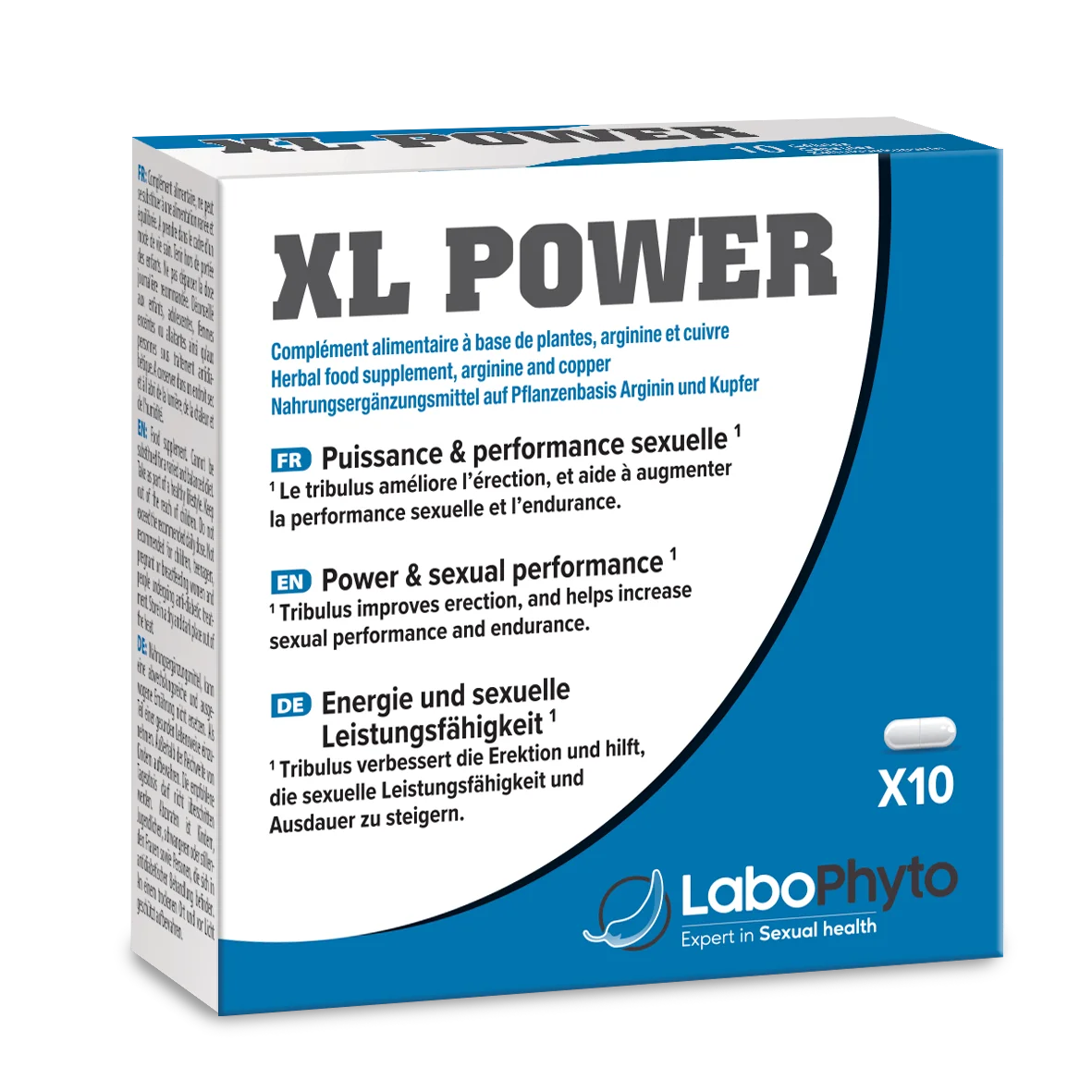 XL POWER 10 CAPSULES Food supplement with vitamins for intimate performance, better erections with tribulus, L-arginine