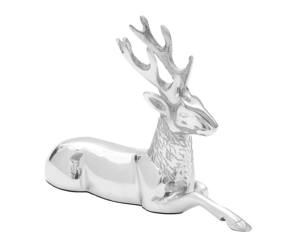 Decorative Figures Dekohirsch Figurine Reindeer Silver Christmas Deer Stag