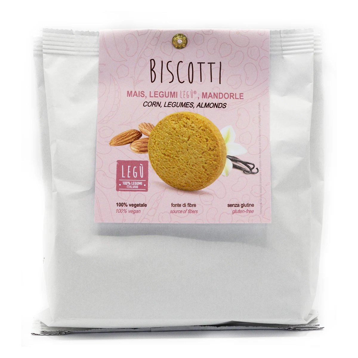 Gluten Free Vegan Vanilla Legumes and Almonds Biscuits Top Quality Made in Italy 140 gr Legu