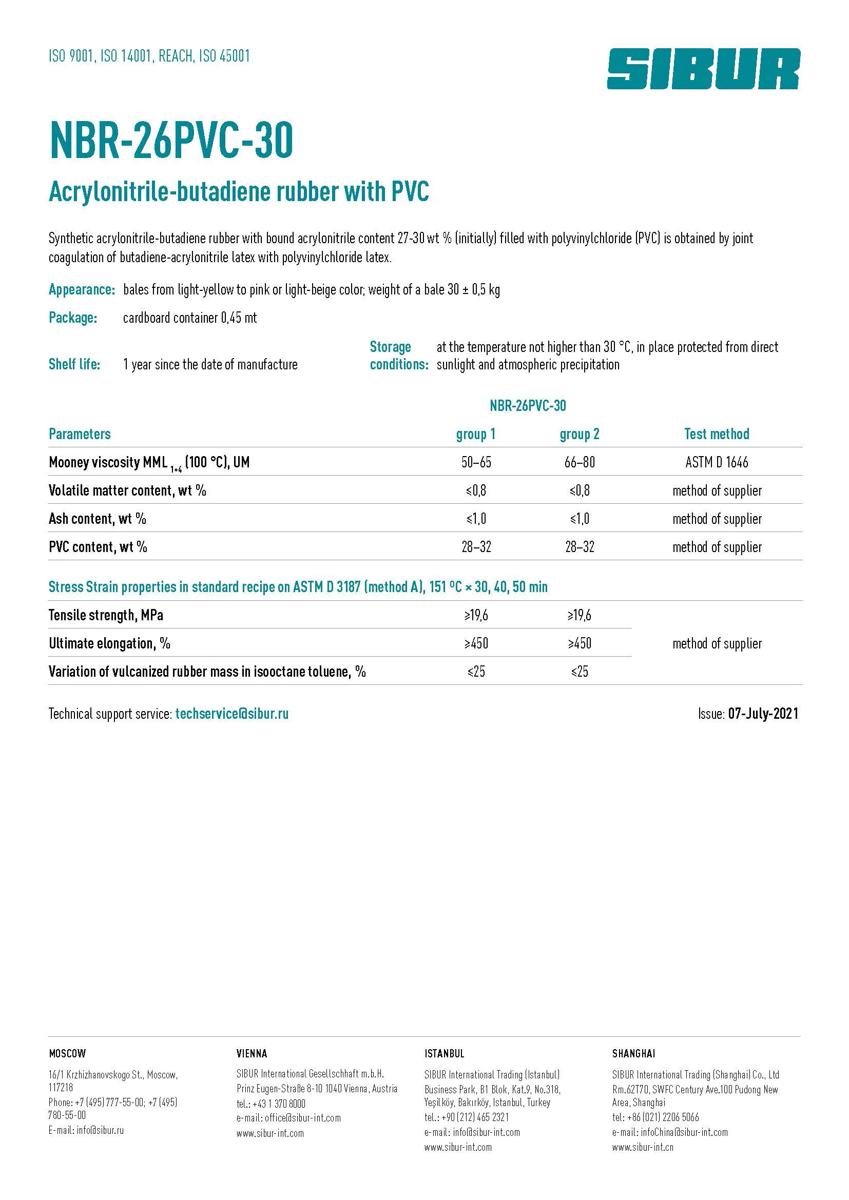 Acrylonitrile-butadiene rubber NBR-26 PVC-30. gr2. cardboard 0.45