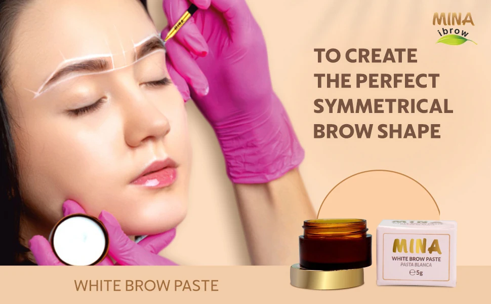 Mina White Organic Eyebrow Mapping Paste Creamy Brow Shape Define Tool Face Wrinkle Beauty Products White Eyebrow Tinting Cream