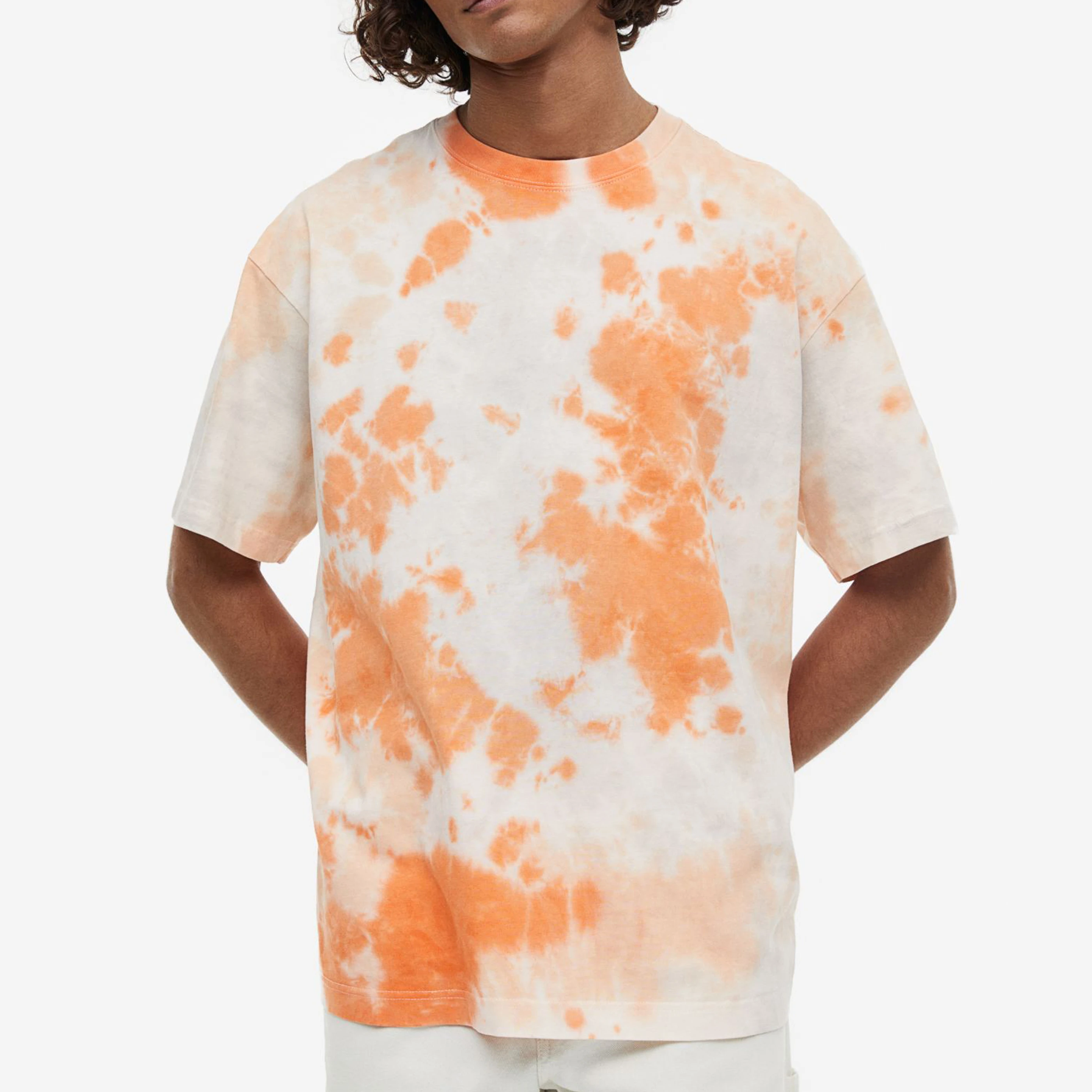 Relaxed Fit Patterned cotton T-shirt Crew Neck Custom Luxury Oversized Tshirts Unisex Plain 100% Cotton Silk Print Custom Logo