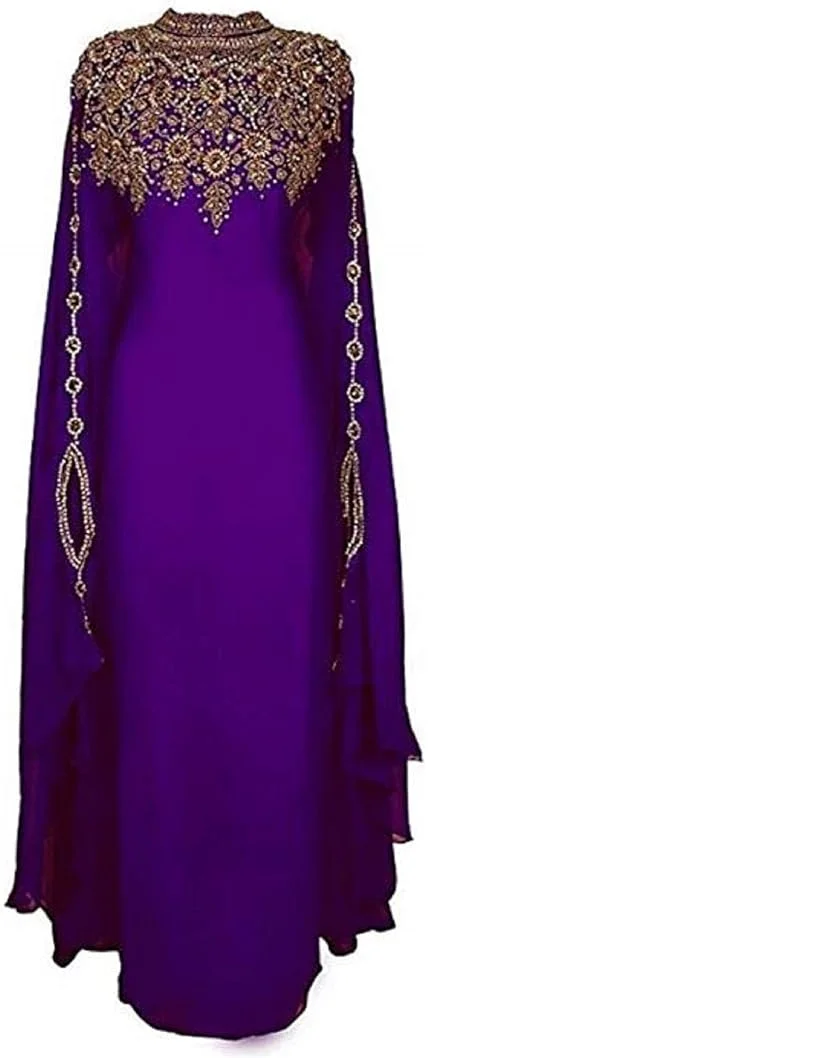 Dubai Moroccan Kaftan Arabic Abaya Maxi Hand Beaded Caftan  Floor Length Party Wear Wedding Gown Beach Stylish Jellabiya