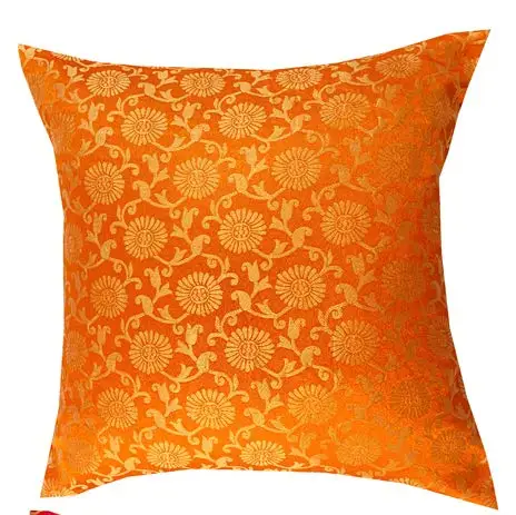 Vibrant Color Silk Cushion Covers 16x16 Inches, Embroidered Sofa Cushion Cover Decorative Throw Pillow Cushion