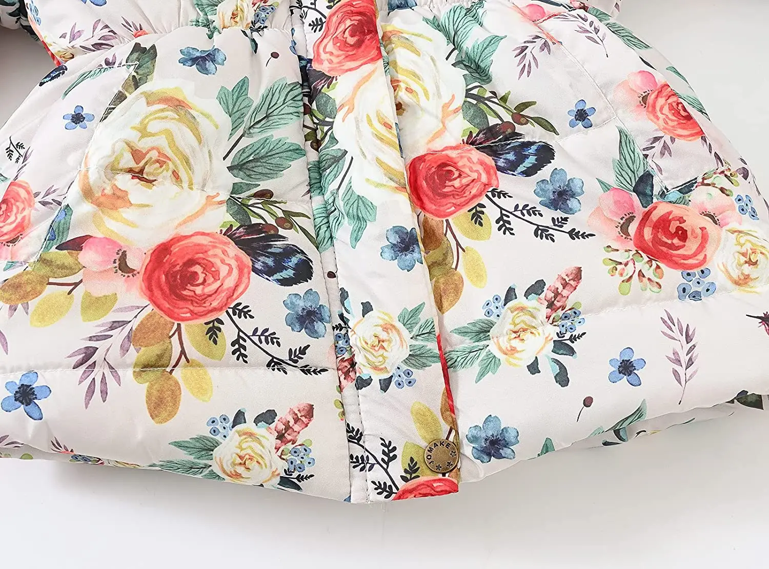 custom Wholesale OEM high quality full print kid winter coat girl with fur at hood waterproof windproof girl thick winter coat