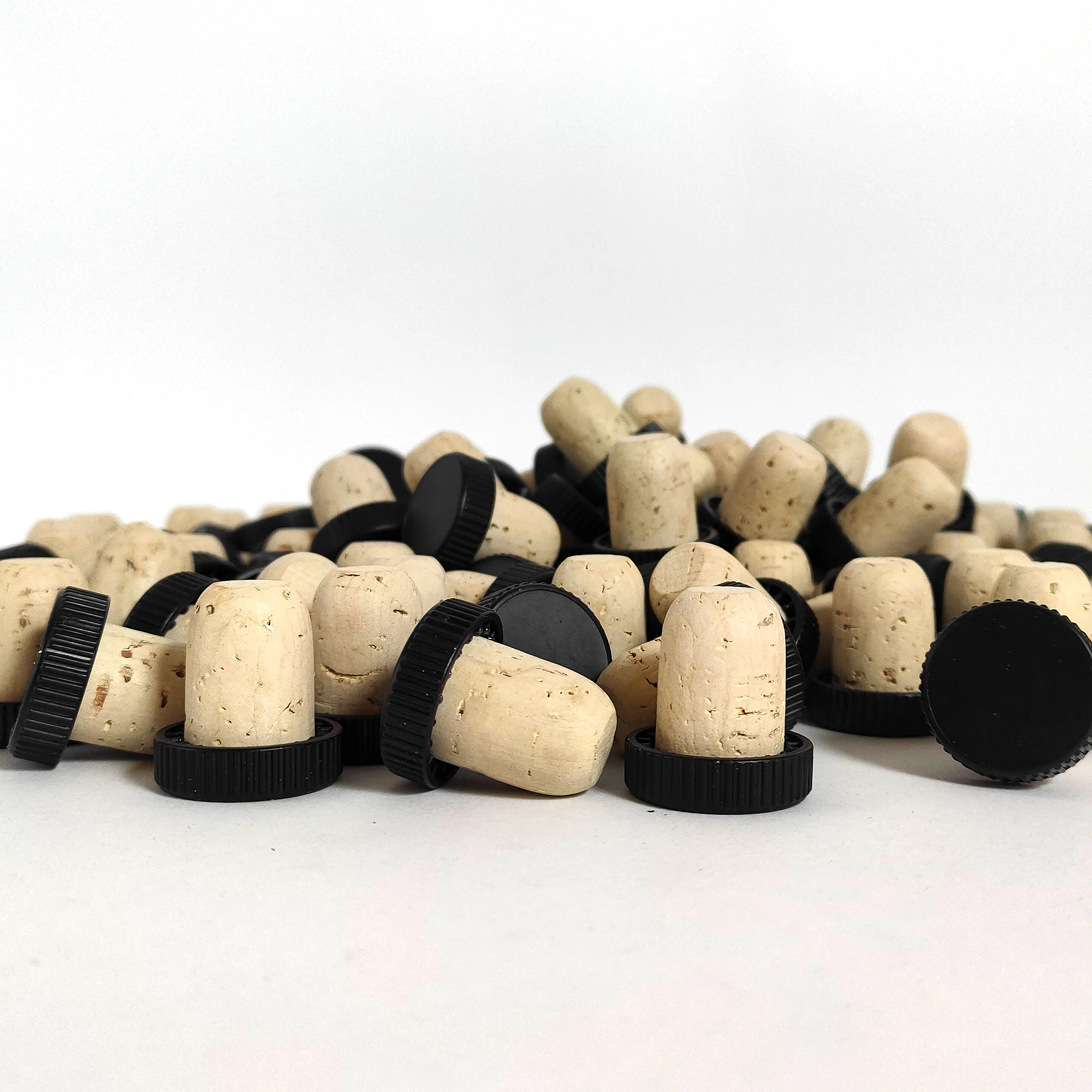 Bartop natural cork stopper with black PVC cap super quality size 27x18,5mm