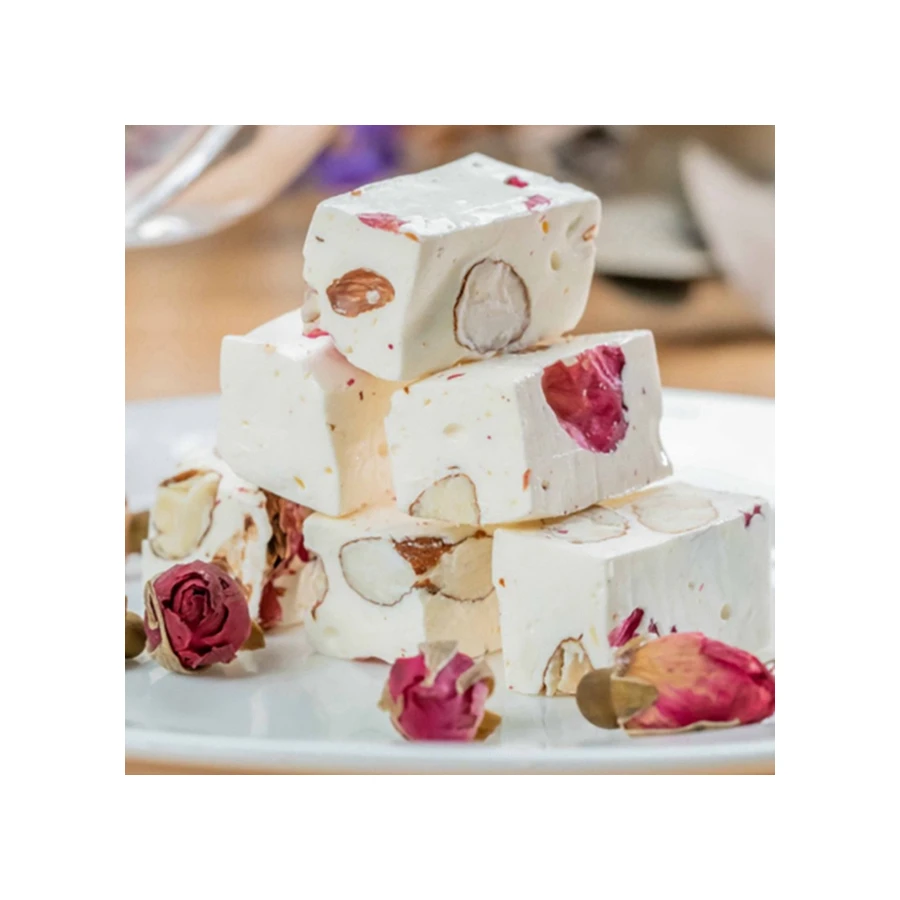 Custom Rose Nougat Crisp Chewy Mandorlato Snack Bar Honey Nut Milk Candy