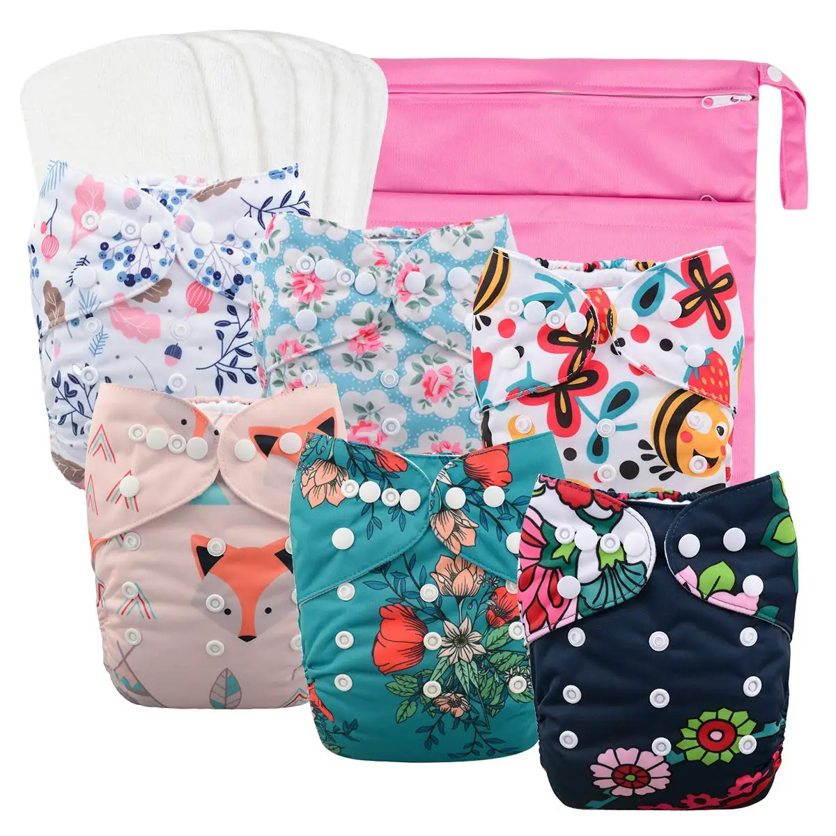 wholesale Reusable Cloth Diapers for Baby Boys One Size Adjustable Washable Pocket Nappy Covers Babies Positional Cloth Diapers