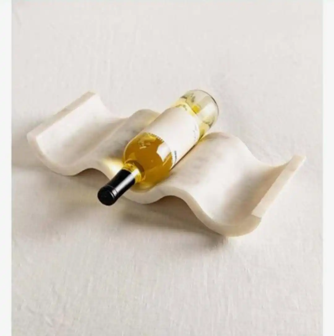 Hand-Carved Stone Marble Wine Bottle Holder Unique Stand-Up Cooler for Champagne & Wine Storage