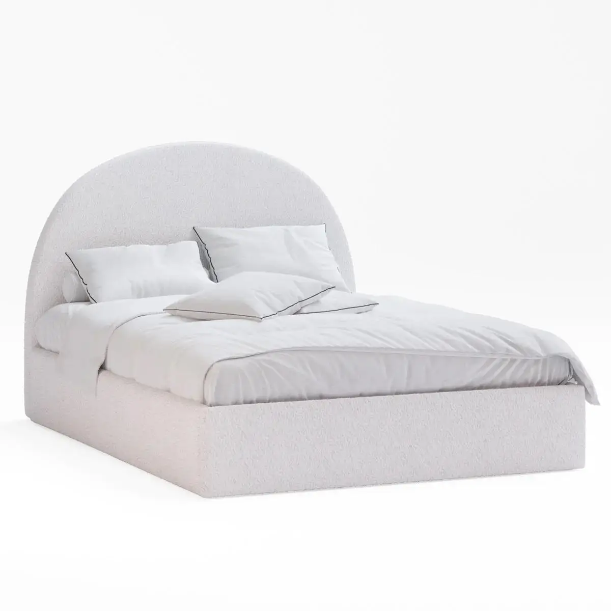 Hot Sale Modern Bedroom Furniture Boucle Fabric King Bed For Hotel Furniture