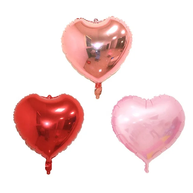 BONA Balloons 18 Inches Pack With Straw Love Mini Heart Balloon 10 Inch Kits Party Backdrop Decoration Anniversary Foil Balloons