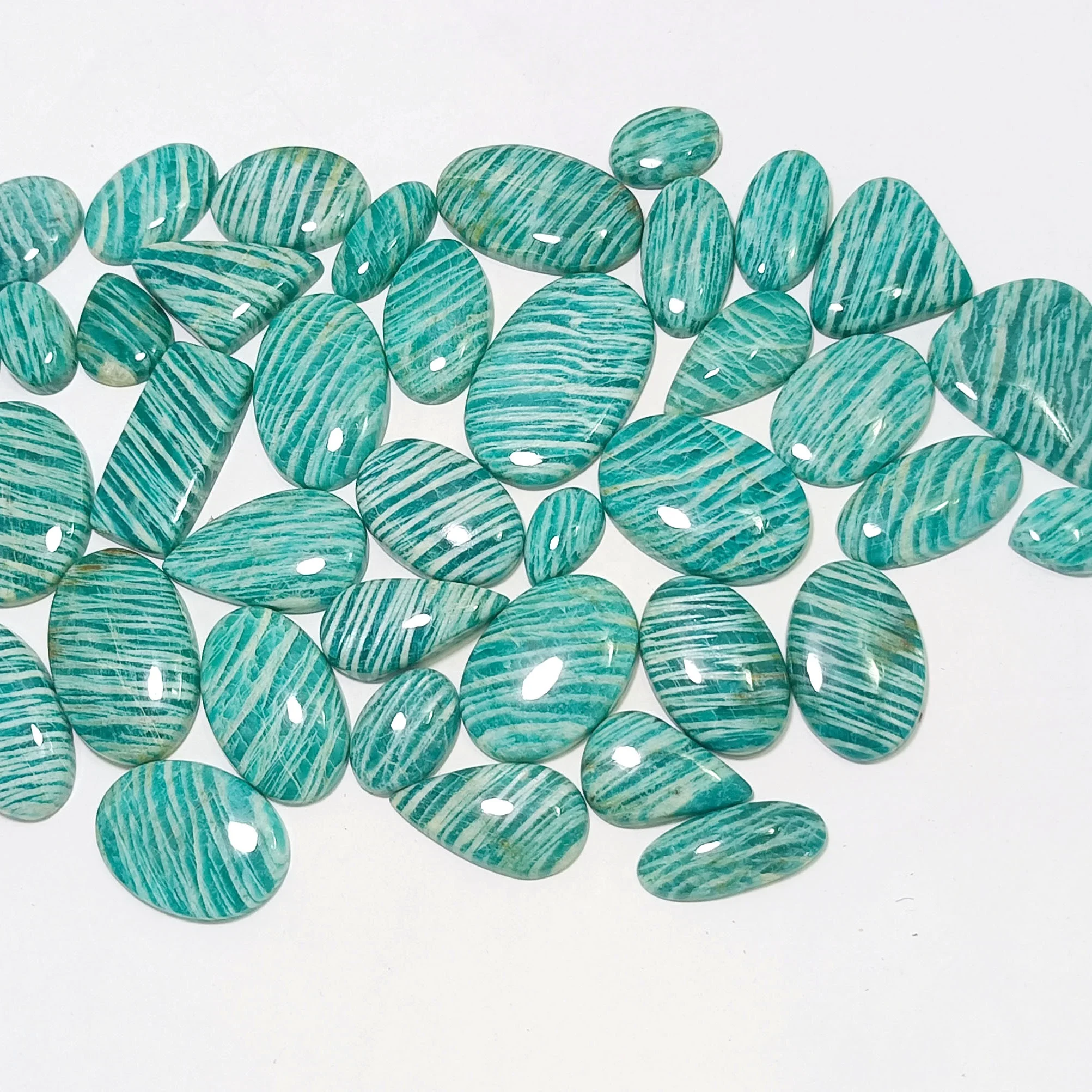 Wholesale Natural Amazonite Mix Shaped Lot Cabochons Flat Back Free Form Cabochons For jewelry Crafts