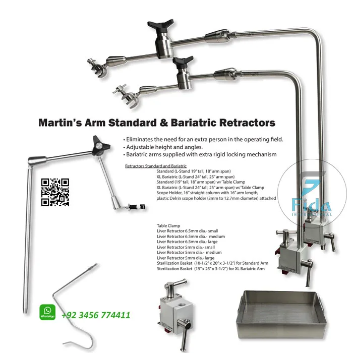 Top Selling FIDA Best Quality Martin Arm Table Mounted Retractors for Surgical Bariatric Surgery Frame Instruments