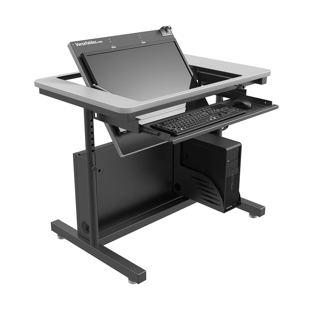 VersaDesk Revolution Adjustable Height Computer Desk  Black/Grey