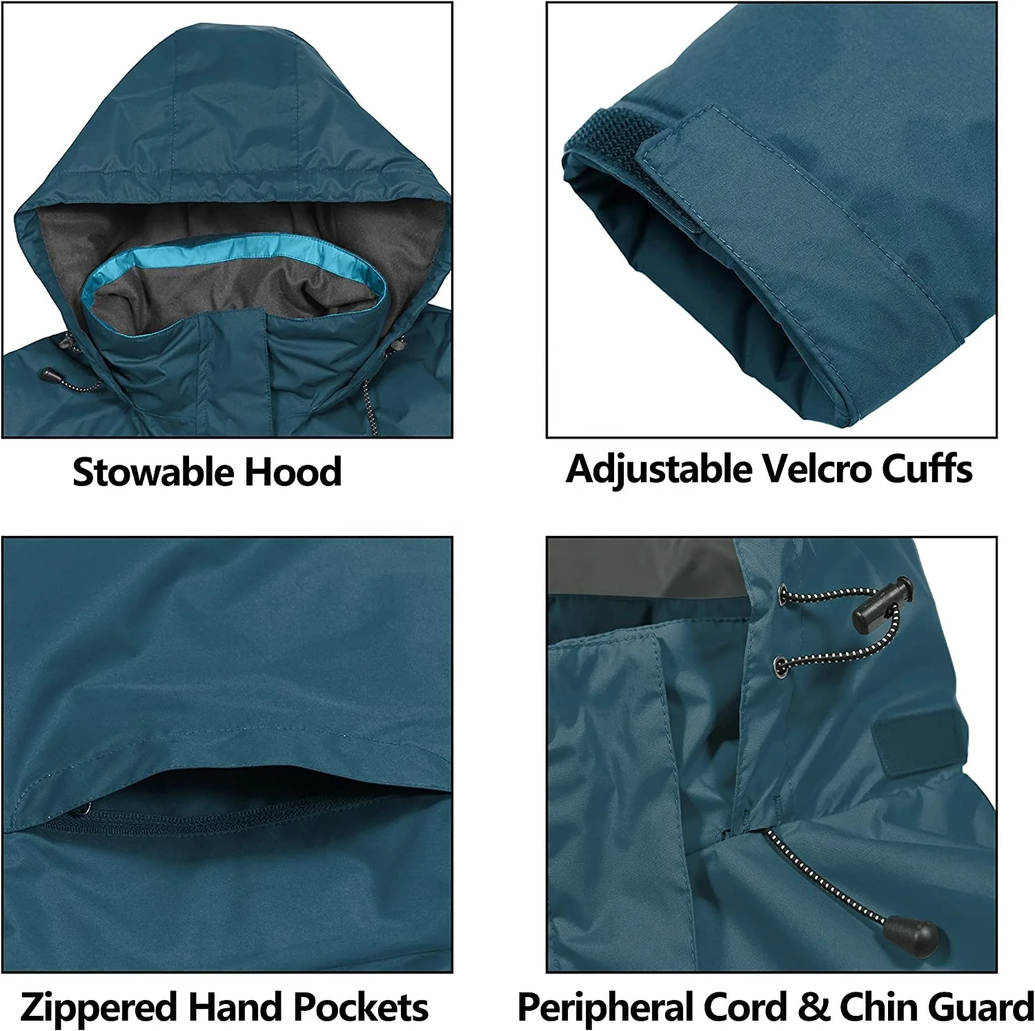 Women Waterproof Rain Jacket Lightweight Outdoor Windbreaker Rain Coat for Hiking Travel
