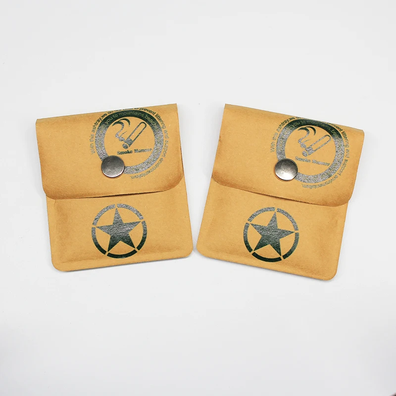 UKETA Eco Friendly Smoking Accessories Recycle EVA Mini Travel Carry Outdoor Ash Bag Kraft Paper Portable Pocket Ashtray Pouch