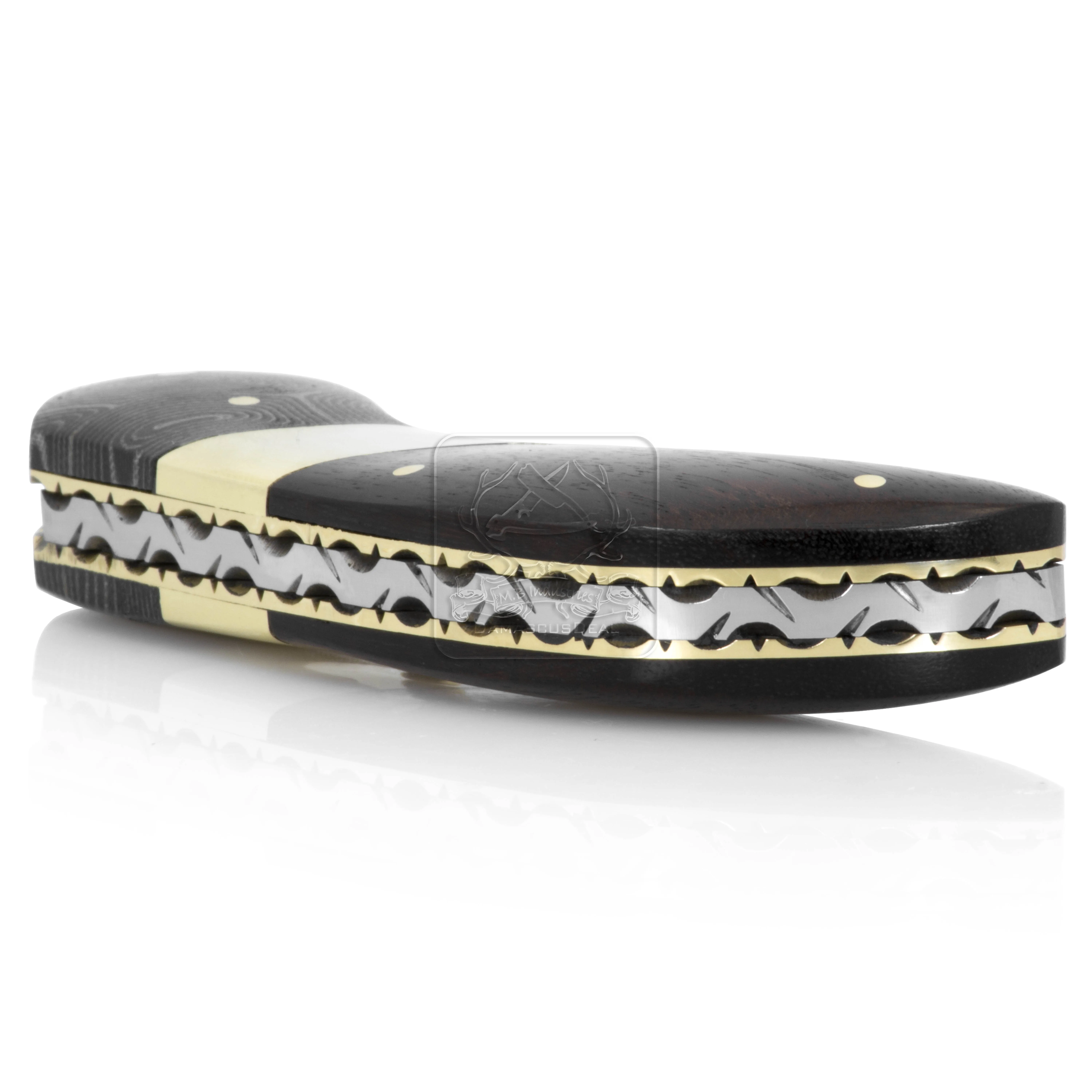 Damascus Steel Folding Knife DD-FK-704 Ebony Wood Pocket Knife Outdoor Survival Hunting Knife Multi Tool Bushcraft Camping