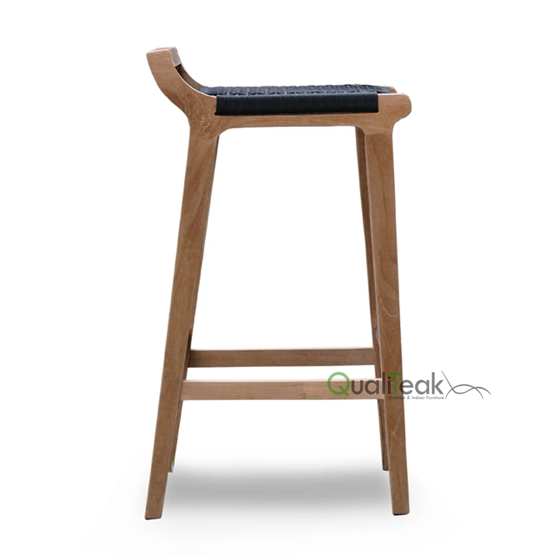 Sidi Teak Bar Stool With Rope Weaving For Outdoor Restaurant And Hotel