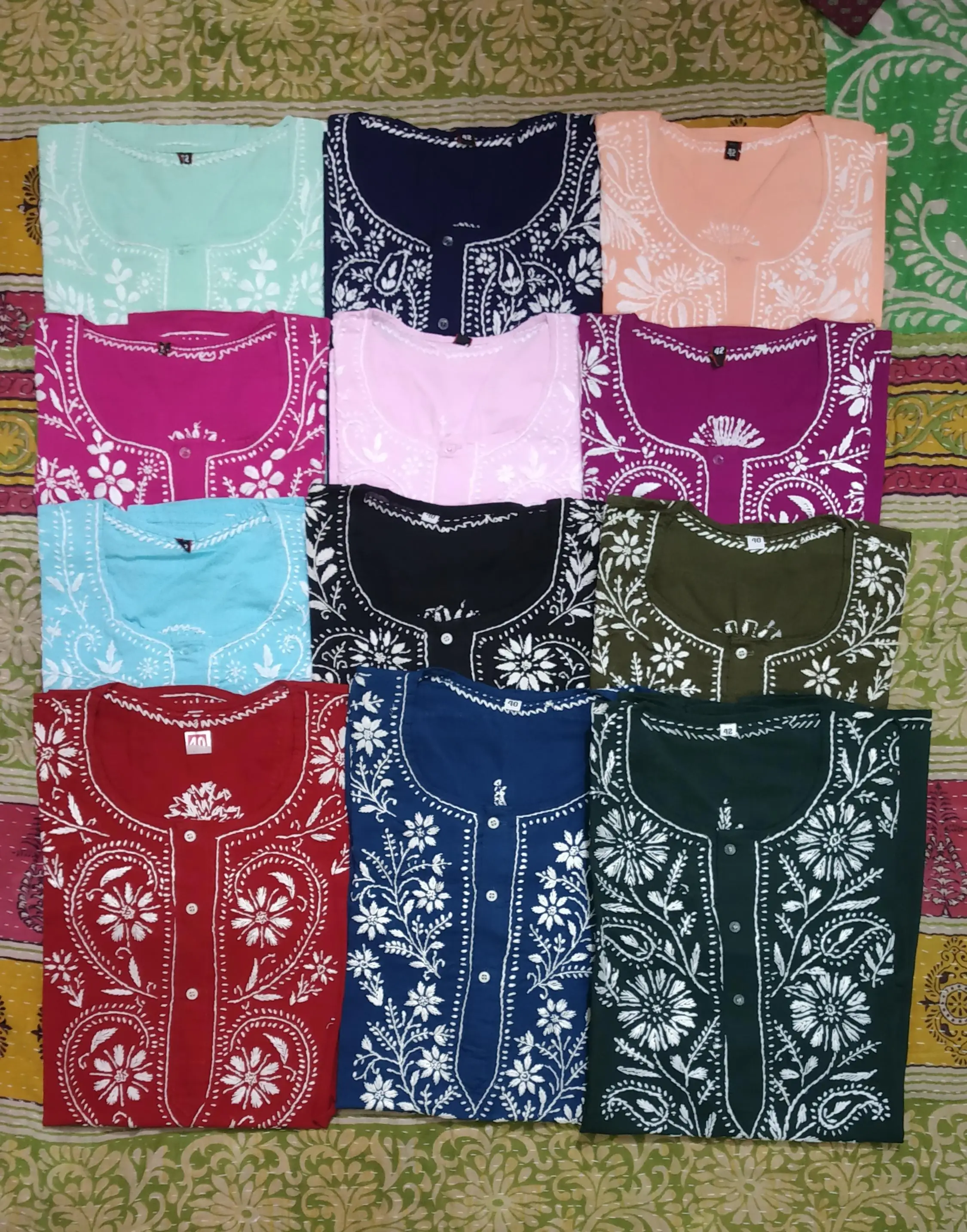 Indian Cotton Chikan Kurtis and tops Wholesale lot