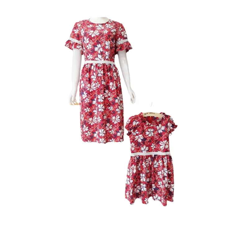 Mother & Baby Dress Set With Floral Pattern Family Matching Outfits Good Quality High Quality Family Matching Dresses