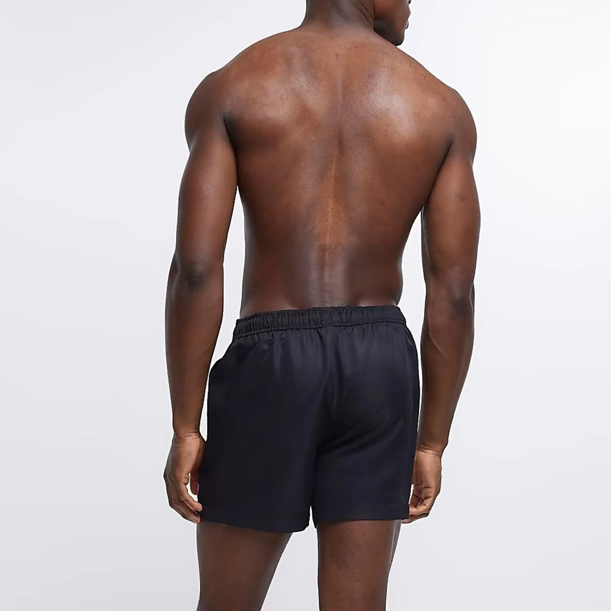 Regular Fit 100% Nylon Polyamide Side Slip Pockets Elasticated Waist Black Regular Fit Iridescent Swim Shorts