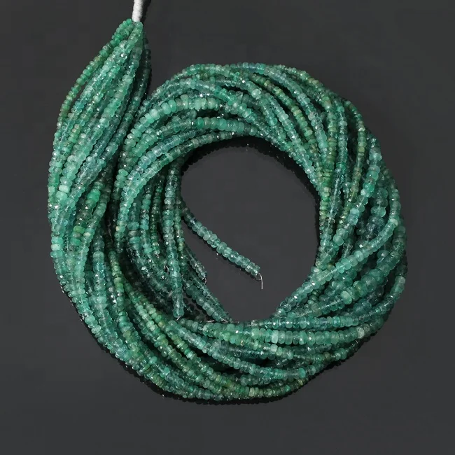 Emerald Bead Beautiful Green Color Roundel Shape Faceted Loose Jewelry Making Strand Precious Gemstone Beads