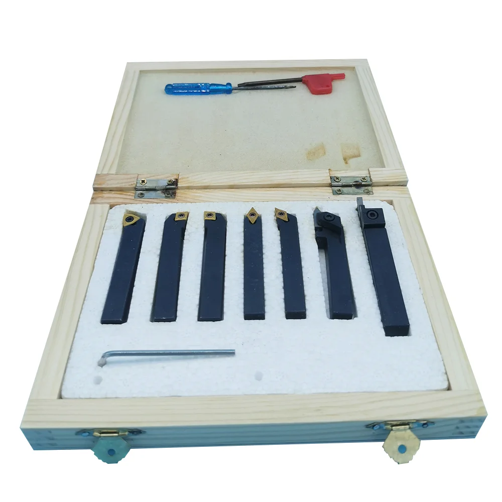 Box Cutting Tool 7 pcs Tin Coated Lathe Tools 10*10mm Turning Tool for Lathe  SUMORE 19x14x4cm
