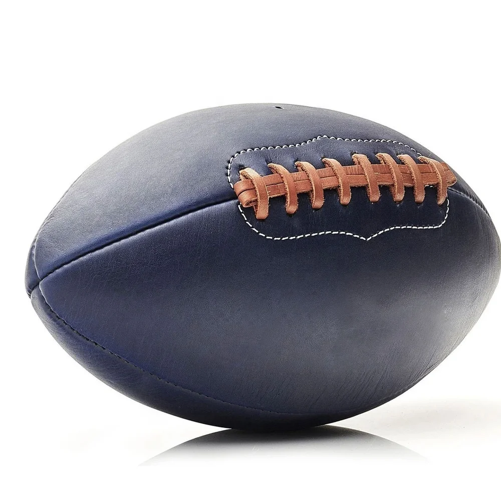 Vintage Cowhide Leather Hand Stitch  Rubber Grip Rugby Balls Low Price Professional Match Rugby Soccer Balls With Custom Colors