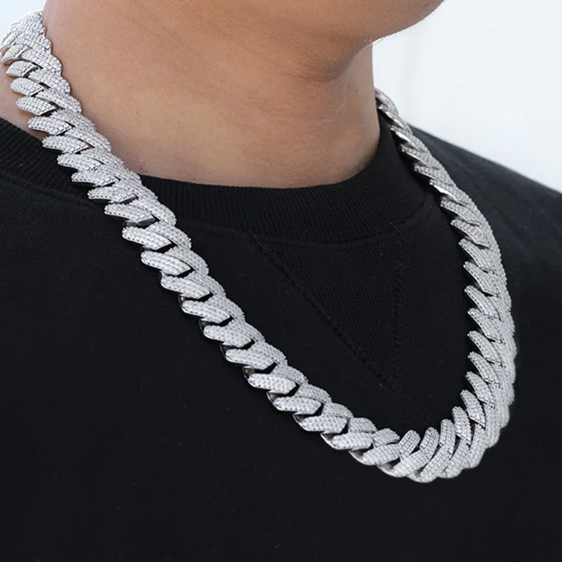 Affordable Luxury Mens Hip Hop Miami Cuban Link Chain Moissanite Hip Hop Rappers Cuban Link Chain from India