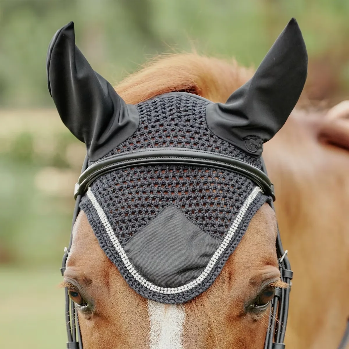 Designer with Logo Ear Bonnet Wholesale Products Equestrian Horse Fly Veil Equipment For Horse Ear Bonnet