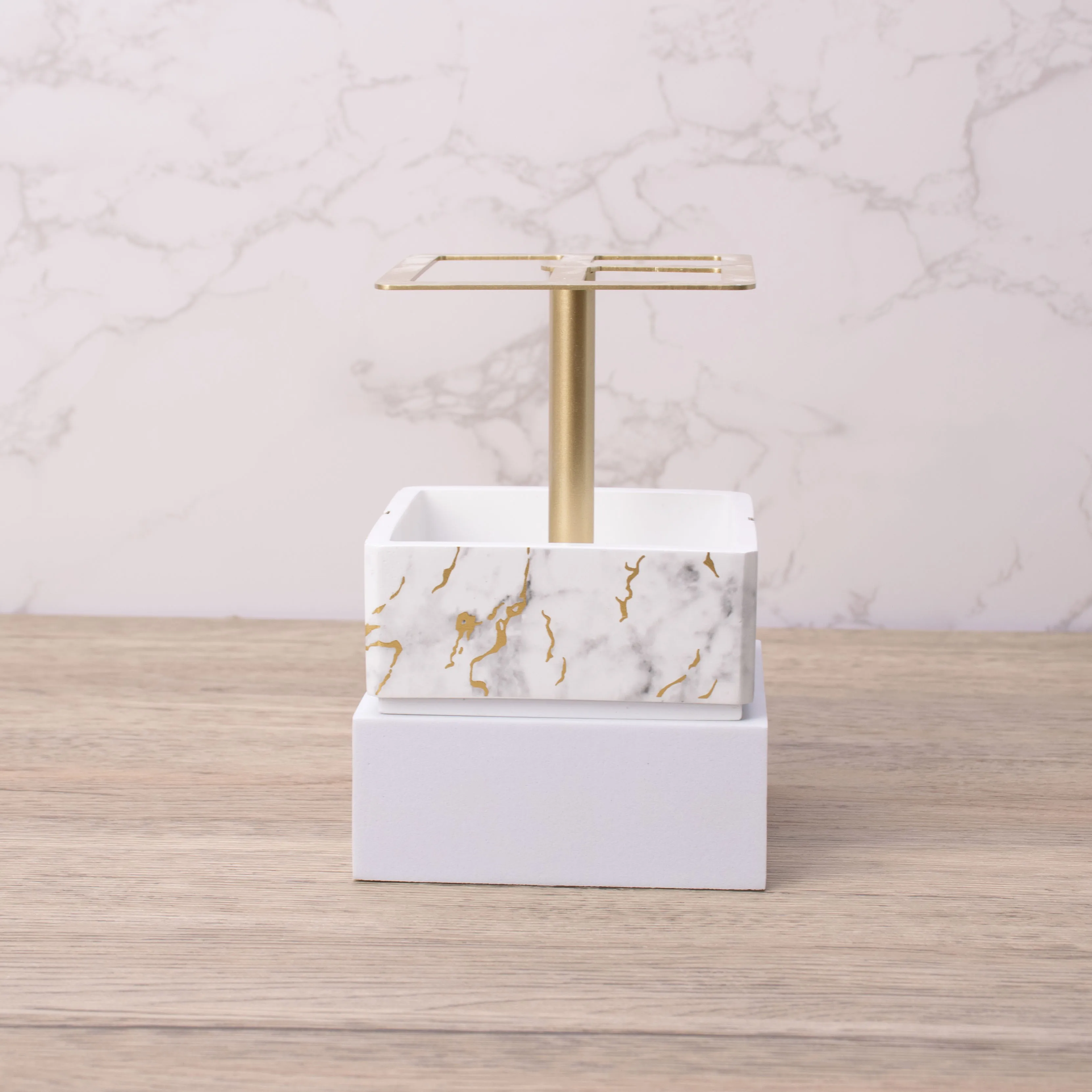 Rectangle shape of marble effect design resin bathroom accessories