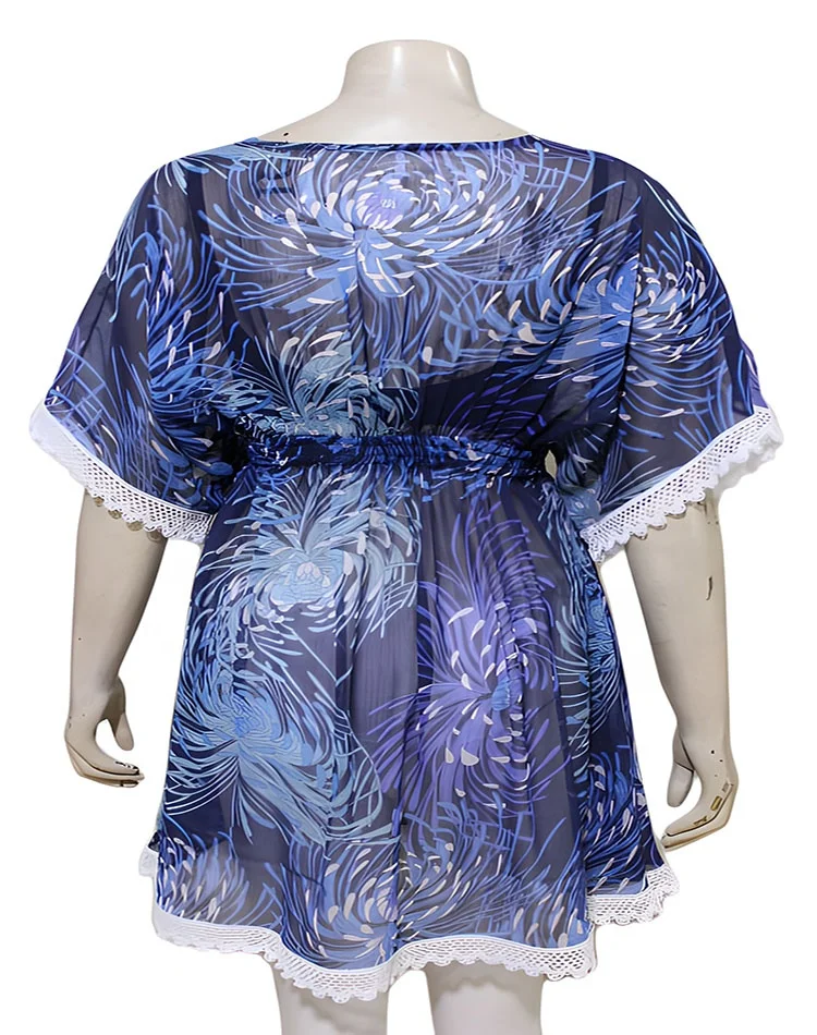 2023 Wholesale printed Beach Cover Up V-neck Tunics for swimwear beachwear 2023 Women Plus Size luxury sexy cover-up caftan