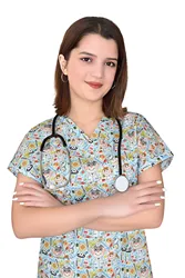 Hospital Uniform Unisex Doctor Patterned Top Shirt Cotton Master Elastic Uniform Nurse Medical Scrubs Comfortable Stylish Medica