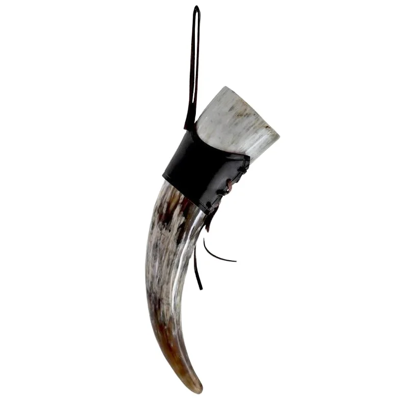 Hot Selling Buffalo Natural Drinking Horn With Brass Rims agate & Leather Holster at Cheapest Prices By M R S EXPORTS