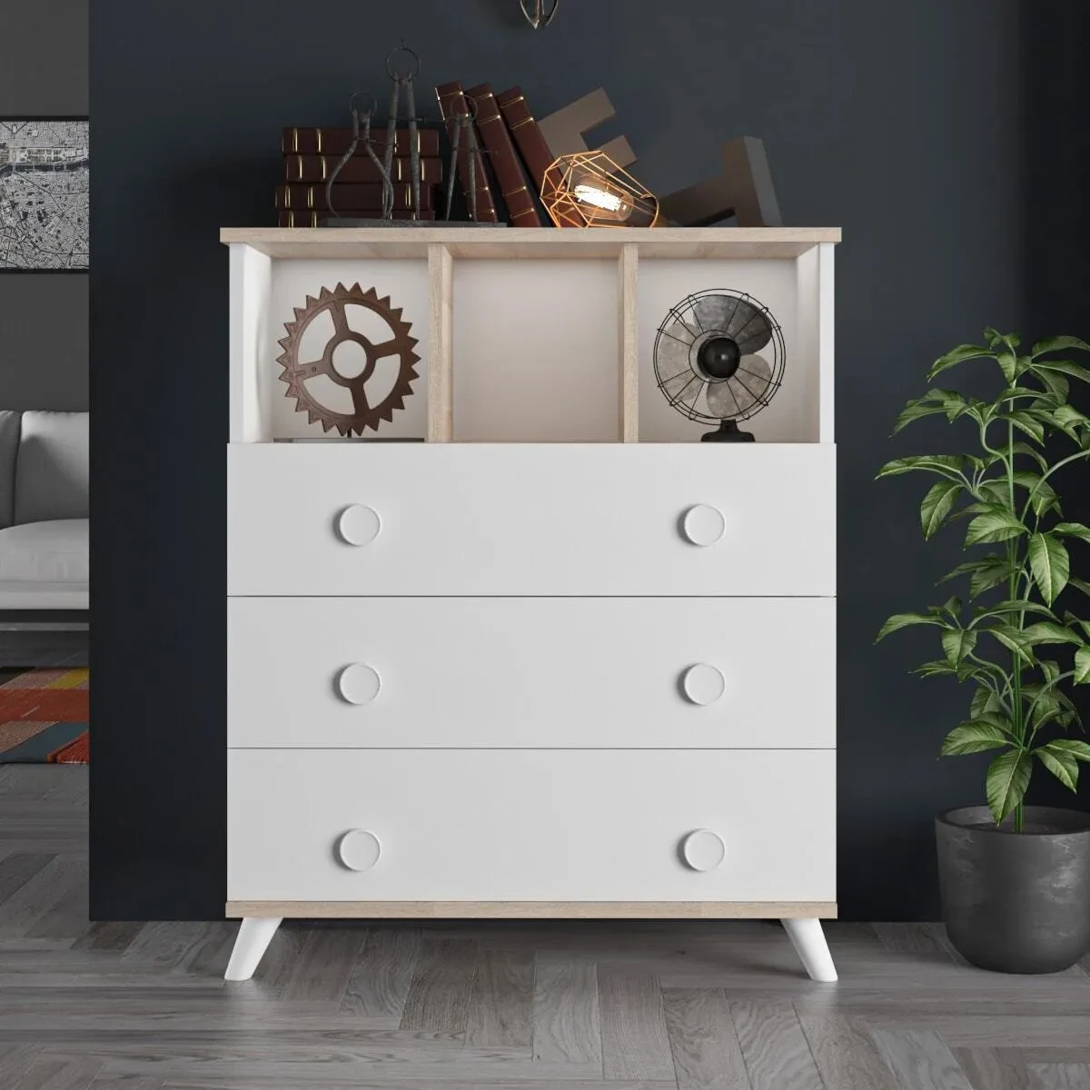 Classic 3-Drawer Chest: Timeless Storage Solution for Bedroom, Living Room, or Any Space with Elegant Design and Quality
