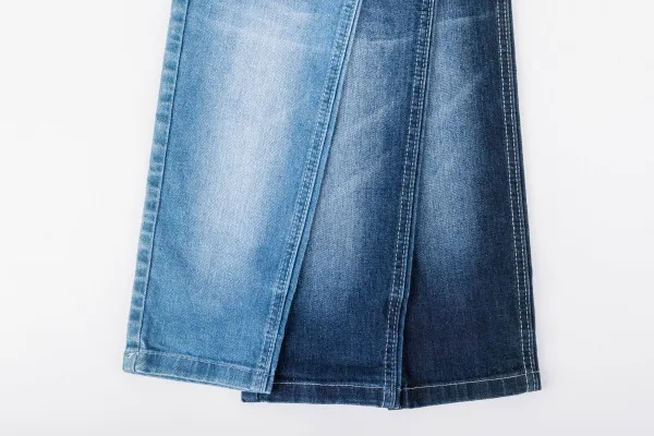 Foshan new design blue 11.2oz substainable denim fabric 42%C 21%viscose 17.5%hemp 18.5%repreve 1%SP recycled polyester fiber